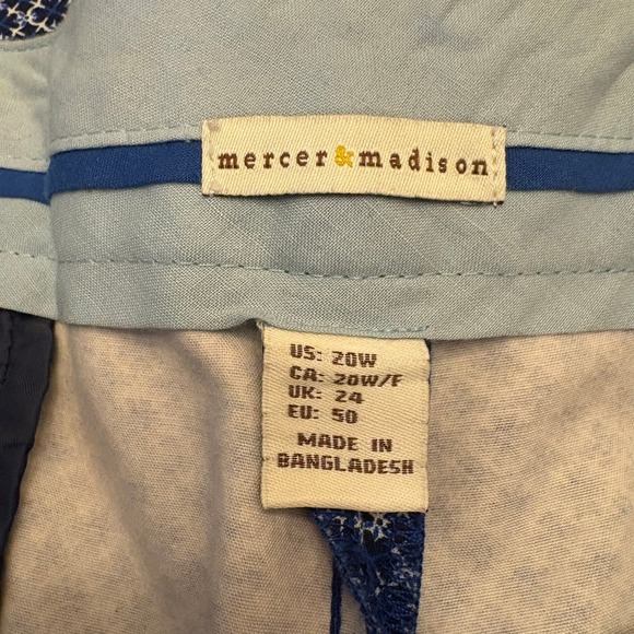 Mercer & Madison Blue and White Pattern Crop Casual Work Pants Size 20W - Picture 11 of 14